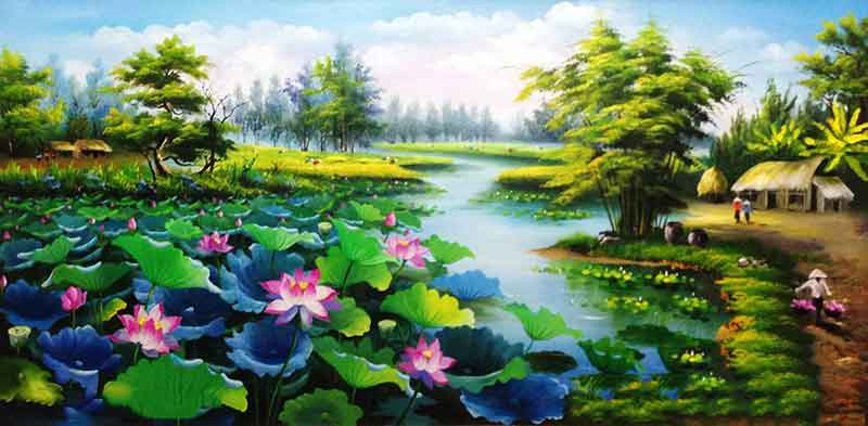 vẽ tranh tường hoa sen - ảnh 2
