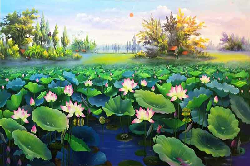 vẽ tranh tường hoa sen - ảnh 4